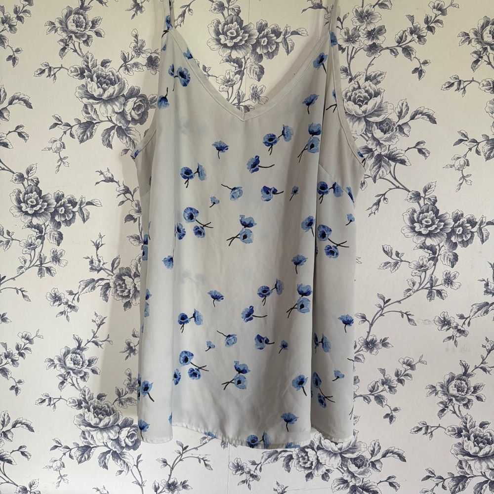George White and Blue Floral Camisole Top